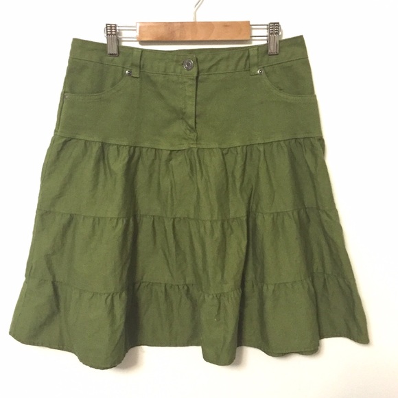 Tiered Canvas and Cotton Skirt