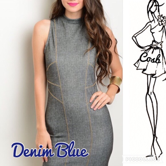 Cute fitted Denim Color Dress - Picture 2 of 4