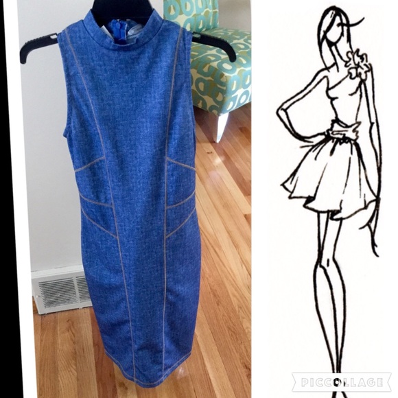 Cute fitted Denim Color Dress - Picture 3 of 4