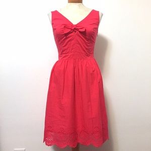 Hot Hot Pink Eyelet Trim Dress