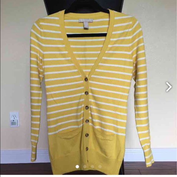 Banana Republic Yellow Striped Cardigan/Sweater