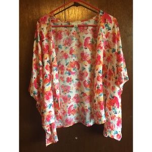 Floral print kimono