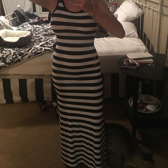 Black and white striped maxi
