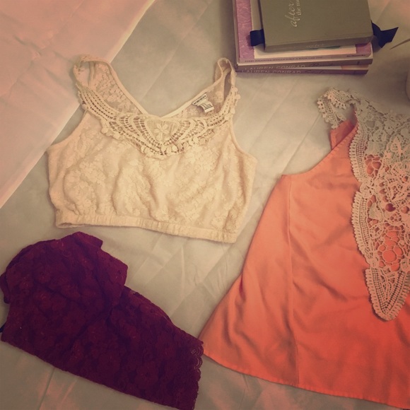 Lace Detail Crop Tops