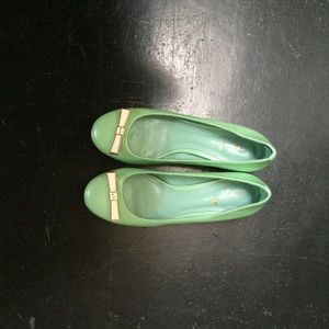 Teal flats with bows