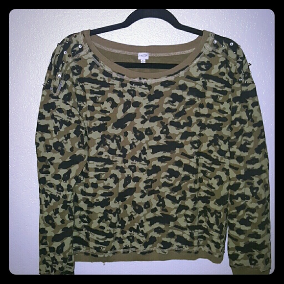 CAMO SWEATER WITH STUDS - Picture 1 of 4