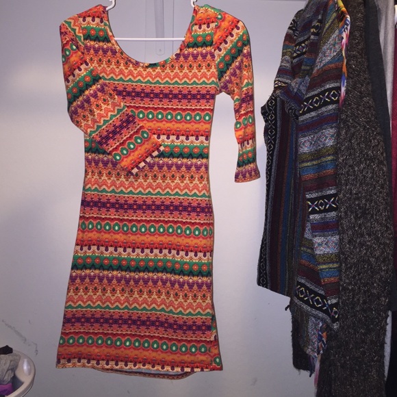 Orange print Cut out Dress