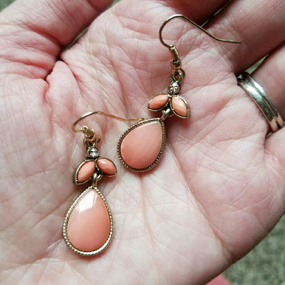 Coral/Salmon Teardrop Earrings