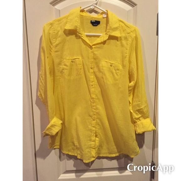 Yellow button up BDG/UO