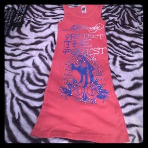 Ed hardy tunic dress with rhinestones