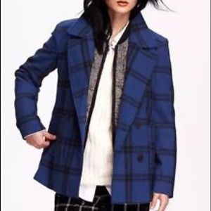 NWOT Plaid Wool Pea Coat