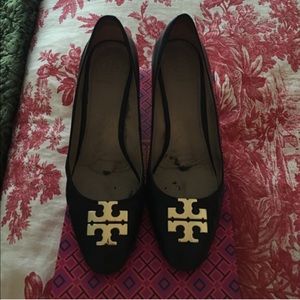 Tory Burch Raleigh 90MM Wedge Sz. 8 Black