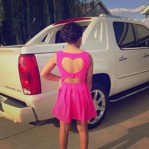 Pink heart cut out dress