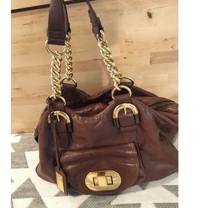 Badgley Mischka Cognac leather satchel