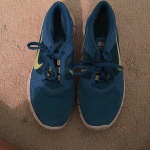 Blue nike running shoes