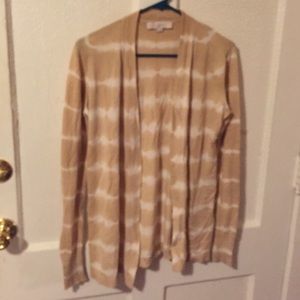 Loft Cream and White Tie Dye Cardigan Medium