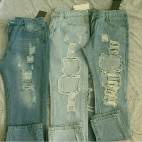 Blue Retro High Waist Distressed Denim Mom Jeans - Picture 4 of 4