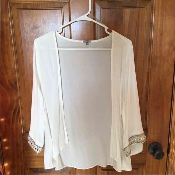 White Polyester Cardigan
