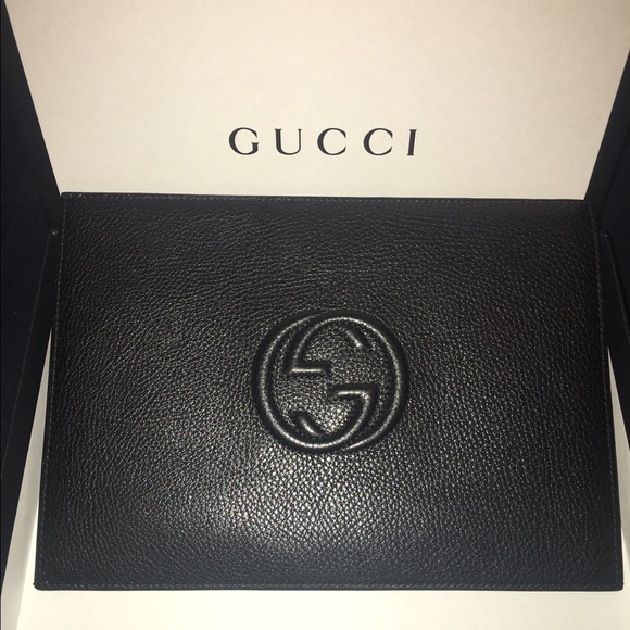 Gucci Soho Leather Envelope Clutch Authentic