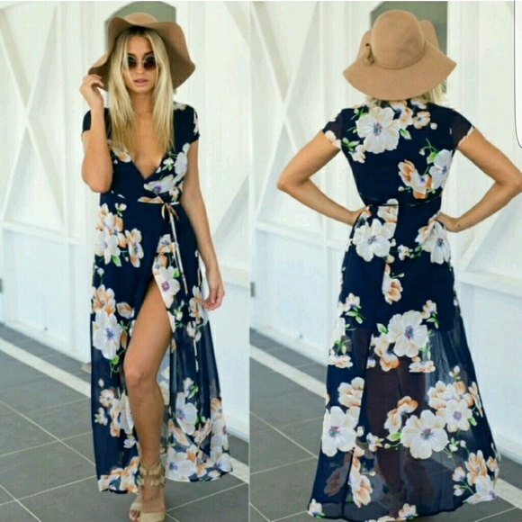 Boutique floral wrap maxi