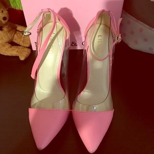 Pink ankle strap heels size 8