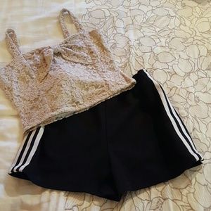 High Waisted Black and White Stripes Shorts