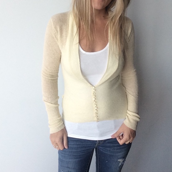 Free People Sweaters - Free People cream cropped button detail cardigan