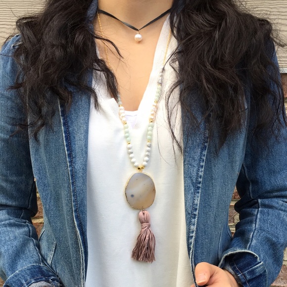 ❗️SALE❗️Agate Pendant Natural Stone Necklace - Picture 2 of 4