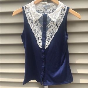 Dark Blue and Lace Charlotte Russe Sleeveless