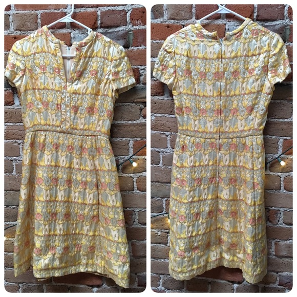 1950's brocade dress- WITH POCKETS