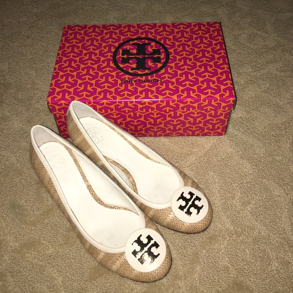 Wedged Tory Burch Canvas Heels