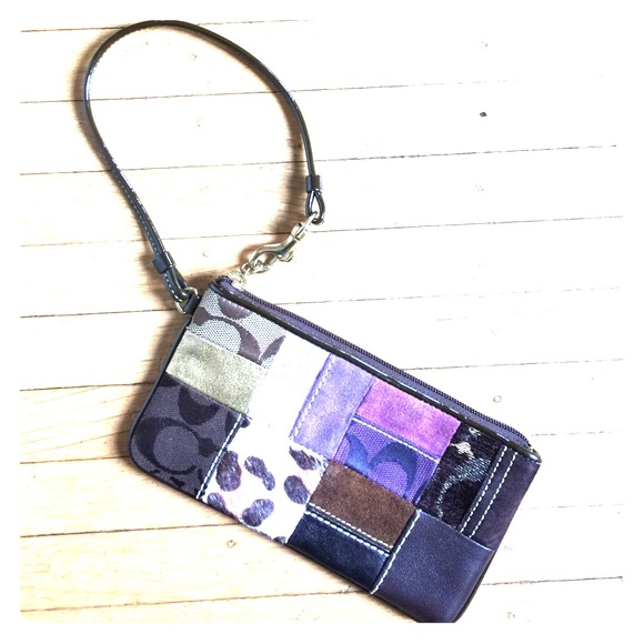 COACH multi-colored pattern wristlet