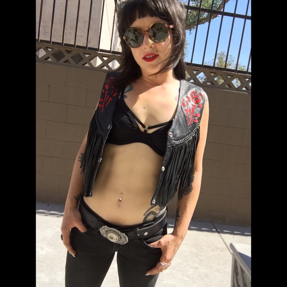 Leather Fringe Concho Vest