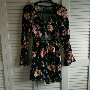 Floral Front Cut Out Dress
