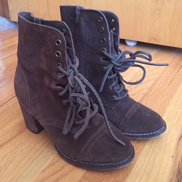 Steve Madden dark brown suede lace-up booties