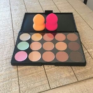 15 shade contour pallett + 2 sponges