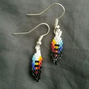 Beaded Feather Earrings