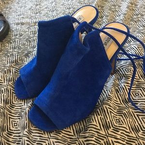 Blue lace up heels