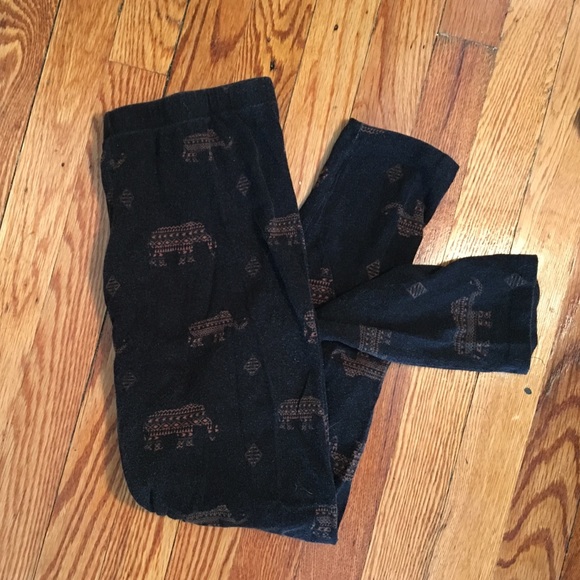 Dark Grey / Black Tribal Elephant Print Leggings