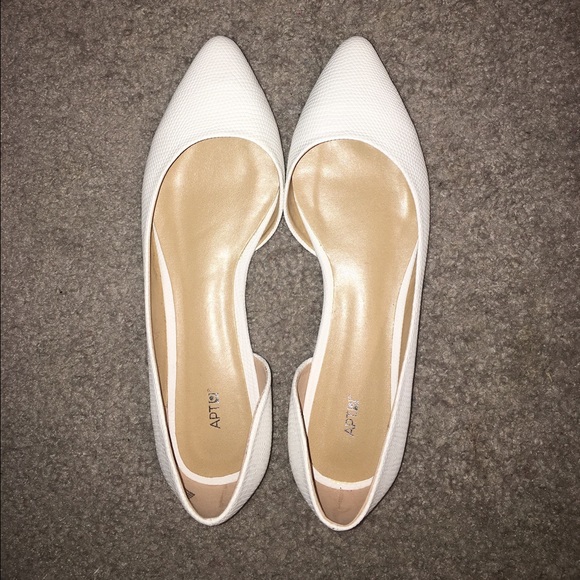 white pointed flats