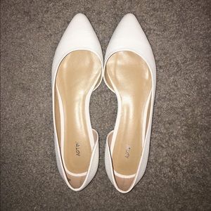 white pointed flats