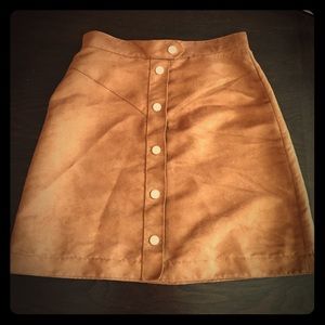 Suede Button Skirt