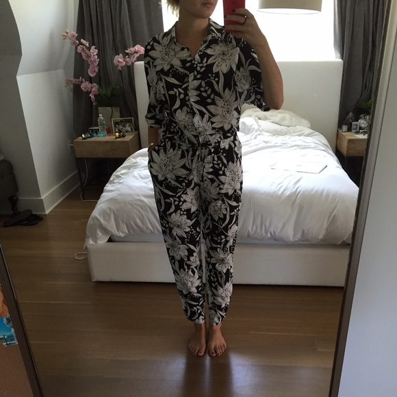 Black and white floral Jumpsuit