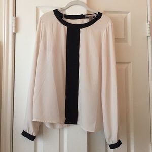 Forever 21 cream blouse with black detail size L