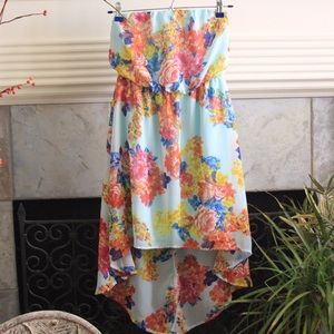 Charlotte Russe Teal High Low Strapless Dress