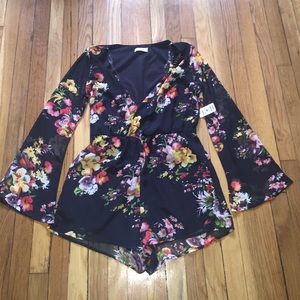 New Black Floral Romper