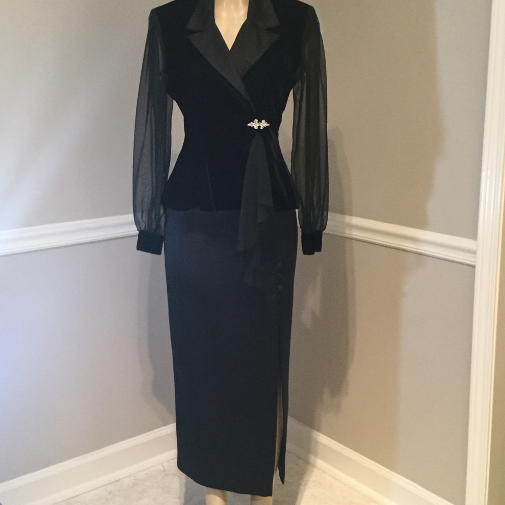 Alex Evenings Black 2 pc Evening Gown