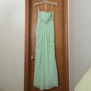 Mint green bridesmaid dresses from David's Bridal.