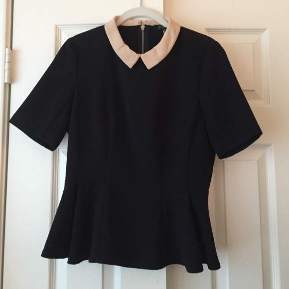 Forever 21 peplum top black and cream size medium