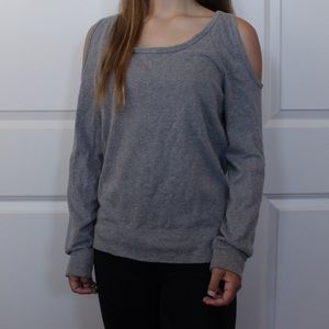 Gray Shoulder Less Sweater